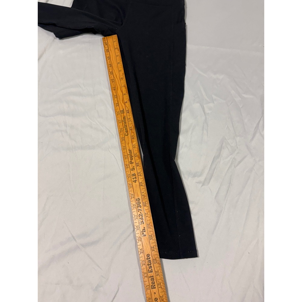 Women's Black High Waisted Athletic Leggings with Side Pockets Size Small J4 - Picture 4 of 6